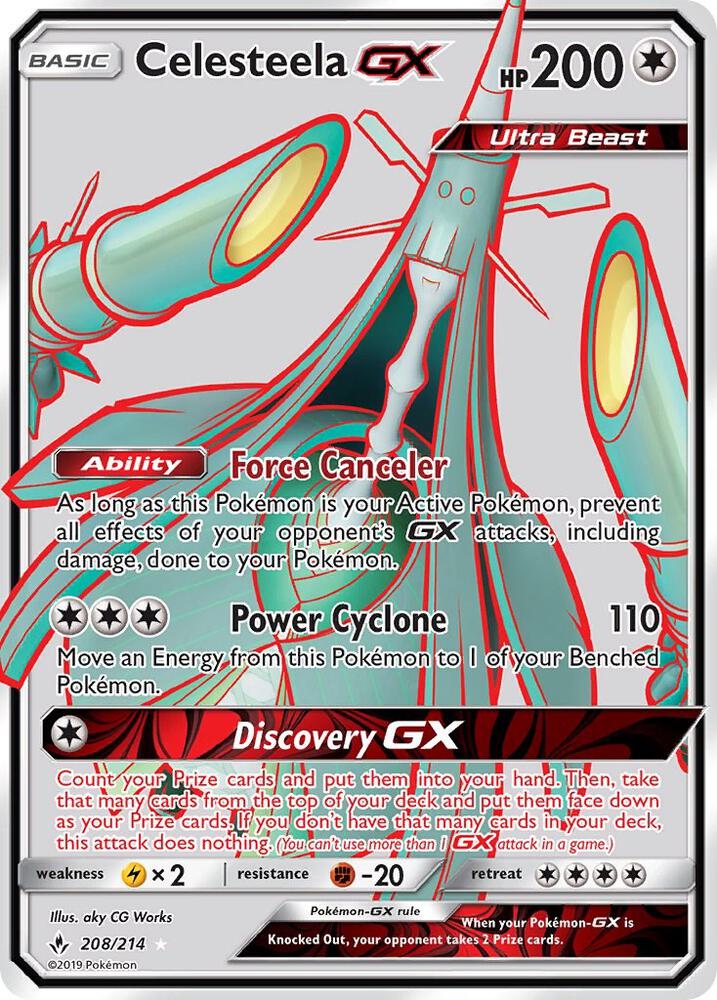 Celesteela GX (Full Art) 208/214 card from SM - Unbroken Bonds