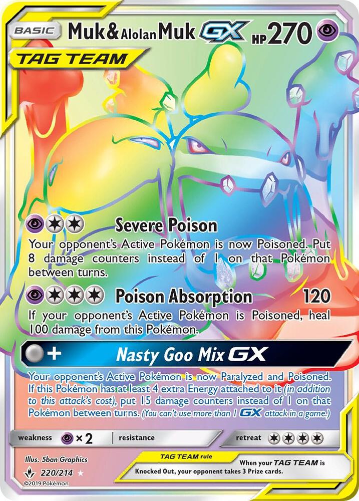 Muk & Alolan Muk GX (Secret) 220/214 card from SM - Unbroken Bonds