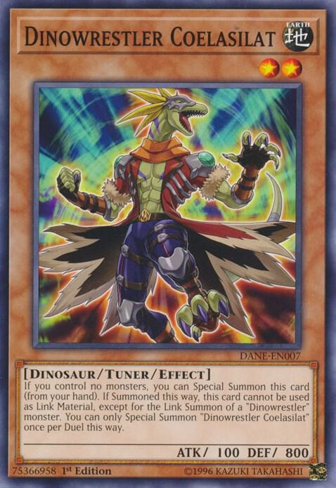 Dinowrestler Coelasilat DANE-EN007 card from Dark Neostorm