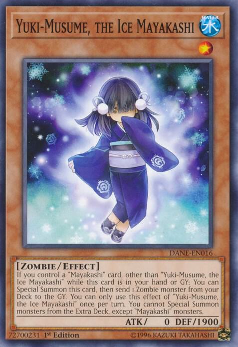 Yuki-Musume, the Ice Mayakashi DANE-EN016 card from Dark Neostorm