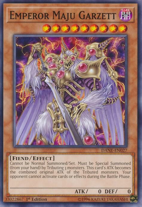 Emperor Maju Garzett DANE-EN027 card from Dark Neostorm
