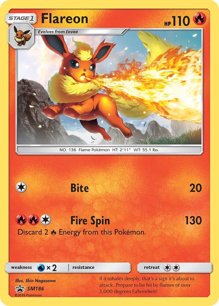 Flareon (Let's Play, Eevee!) SM186 card from SM Promos