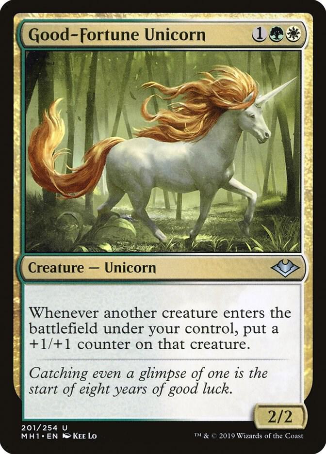 Good-Fortune Unicorn 201 card from Modern Horizons