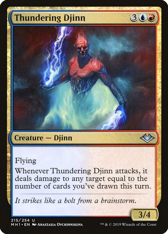 Thundering Djinn 215 card from Modern Horizons