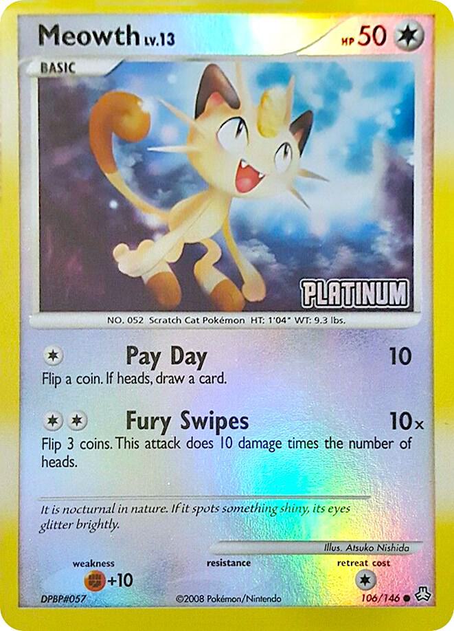 Meowth [Platinum] 106/146 card from Burger King Promos
