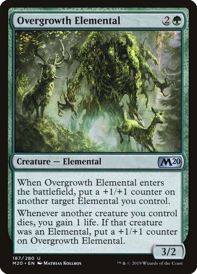 Overgrowth Elemental 187 card from Core Set 2020
