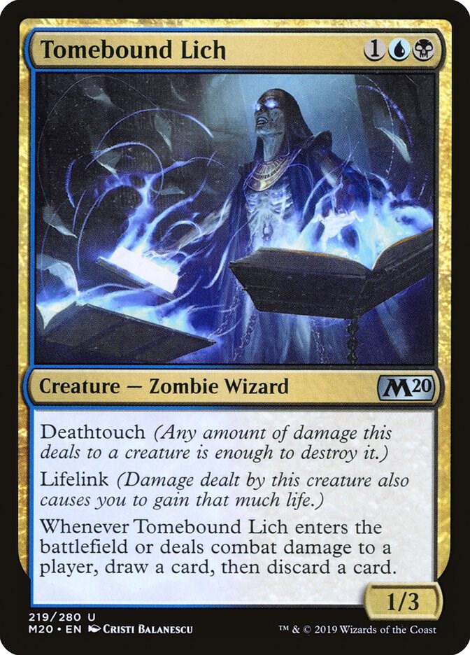 Tomebound Lich 219 card from Core Set 2020