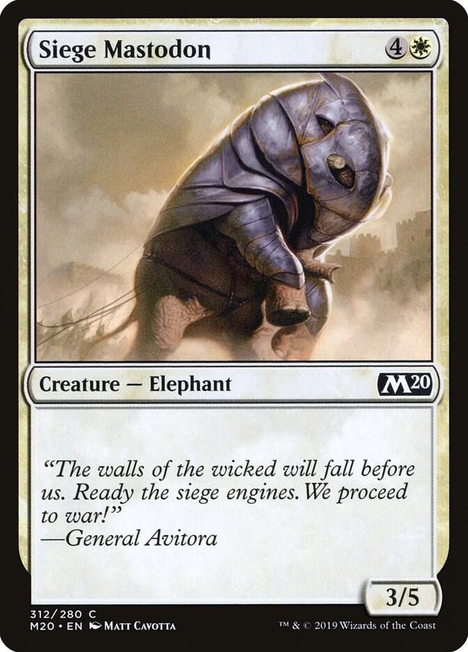 Siege Mastodon 312 card from Core Set 2020