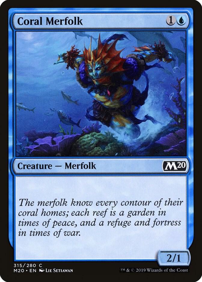 Coral Merfolk 315 card from Core Set 2020
