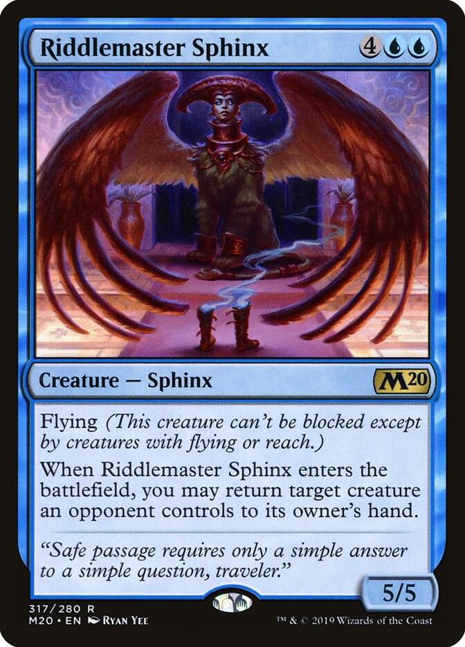 Riddlemaster Sphinx 317 card from Core Set 2020