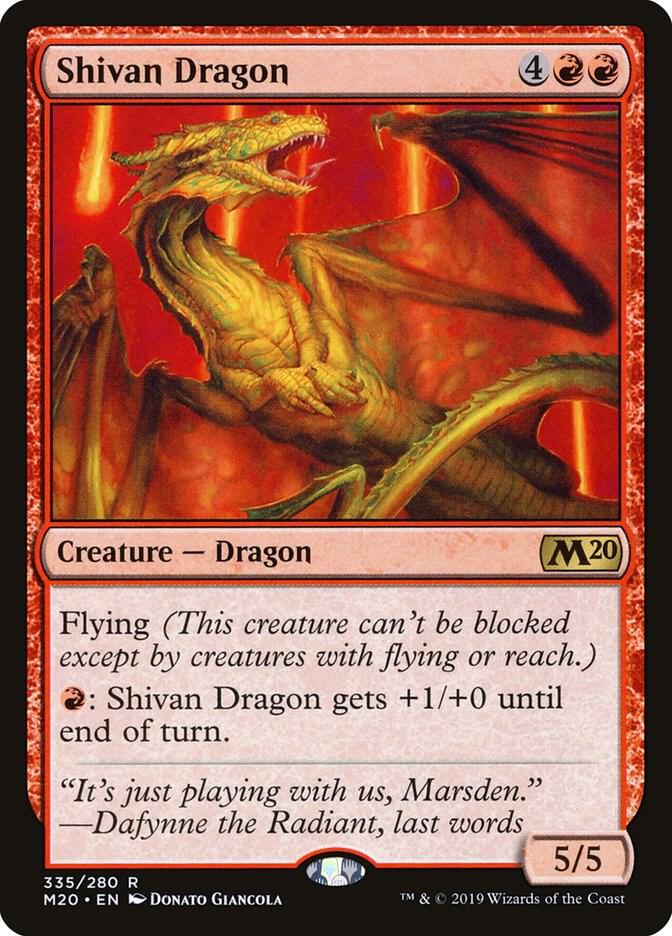 Shivan Dragon 335 card from Core Set 2020