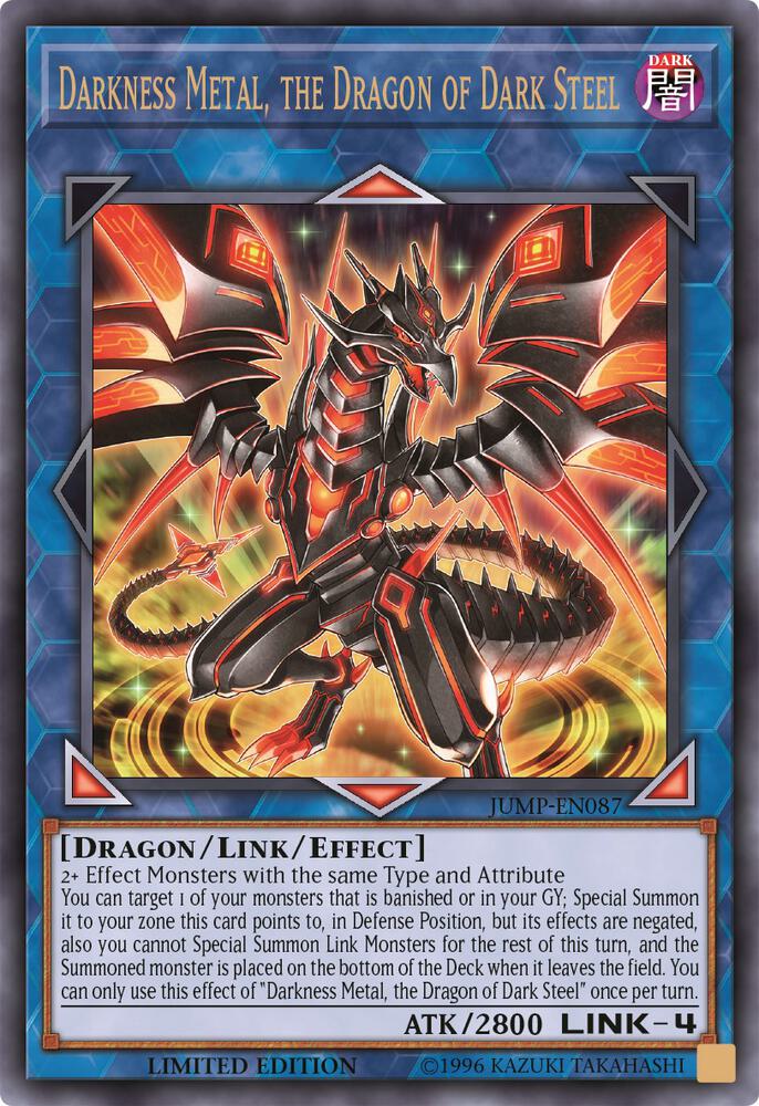 Darkness Metal, the Dragon of Dark Steel JUMP-EN087 card from Shonen Jump Magazine Promos