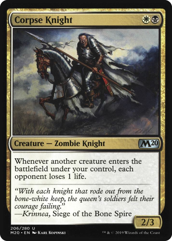 Corpse Knight (2/3 Misprint) 206 card from Core Set 2020