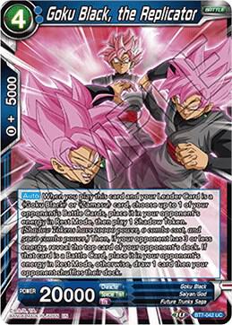 Goku Black, the Replicator BT7-042 card from Assault of the Saiyans