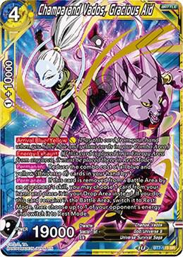 Champa and Vados, Gracious Aid BT7-119 card from Assault of the Saiyans