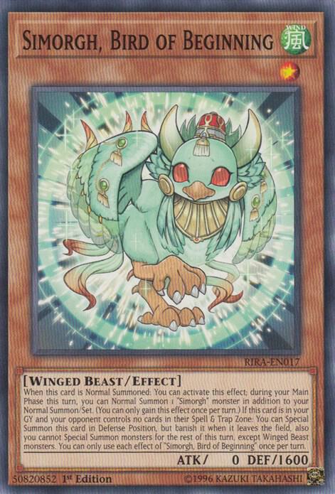 Simorgh, Bird of Beginning RIRA-EN017 card from Rising Rampage