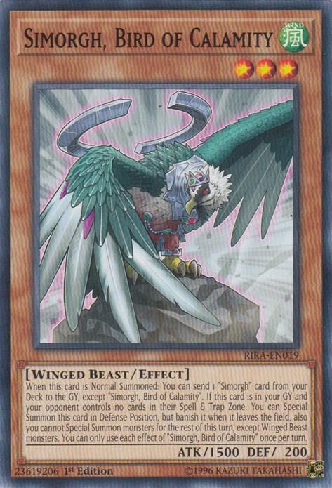 Simorgh, Bird of Calamity RIRA-EN019 card from Rising Rampage