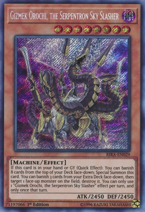 Gizmek Orochi, the Serpentron Sky Slasher RIRA-EN029 card from Rising Rampage