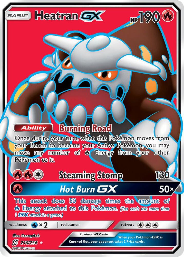 Heatran GX (Full Art) 216/236 card from SM - Unified Minds