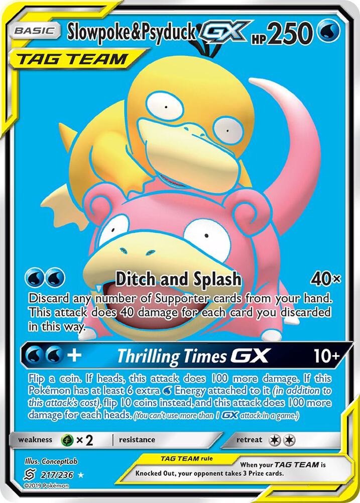 Slowpoke & Psyduck GX (Full Art) 217/236 card from SM - Unified Minds