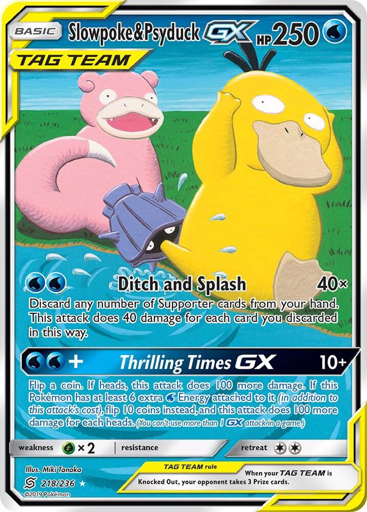 Slowpoke & Psyduck GX (Alternate Full Art) 218/236 card from SM - Unified Minds