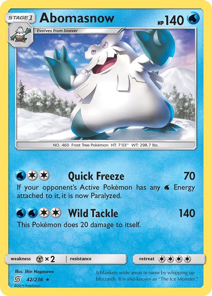 Abomasnow 42/236 card from SM - Unified Minds