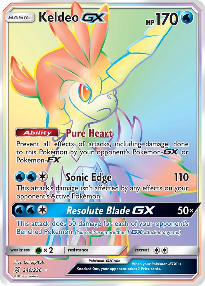 Keldeo GX (Secret) 240/236 card from SM - Unified Minds