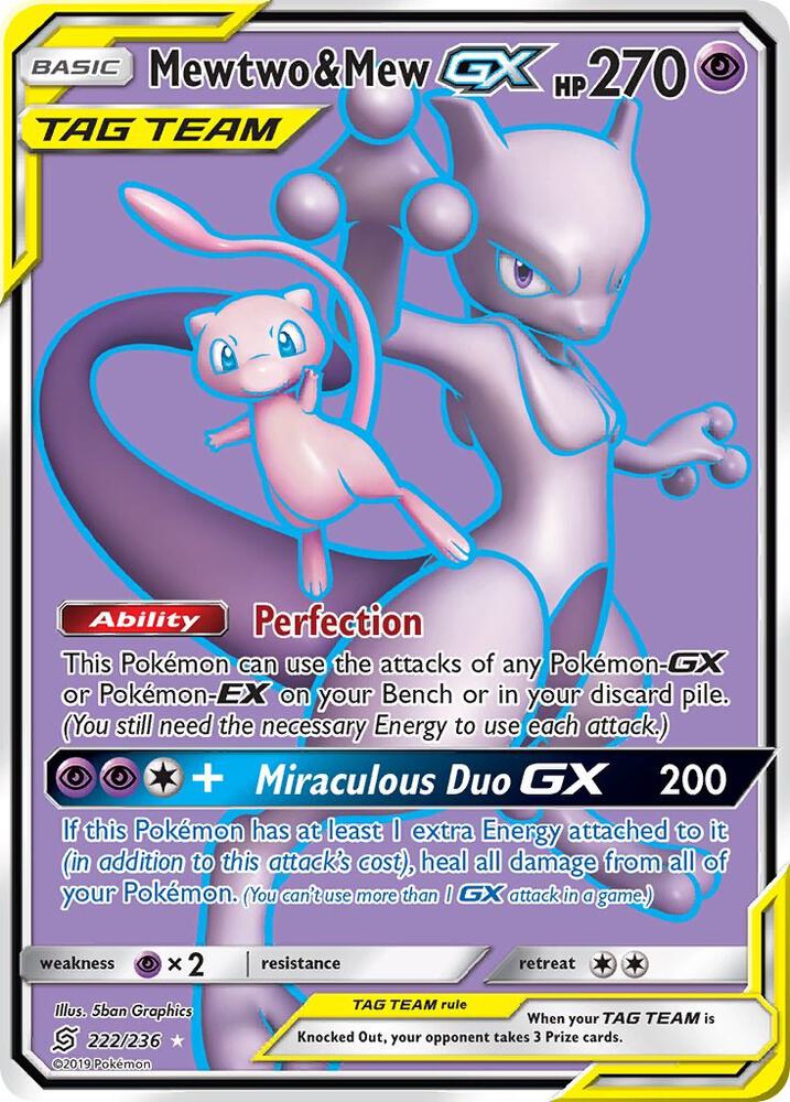 Mewtwo & Mew GX (Full Art) 222/236 card from SM - Unified Minds