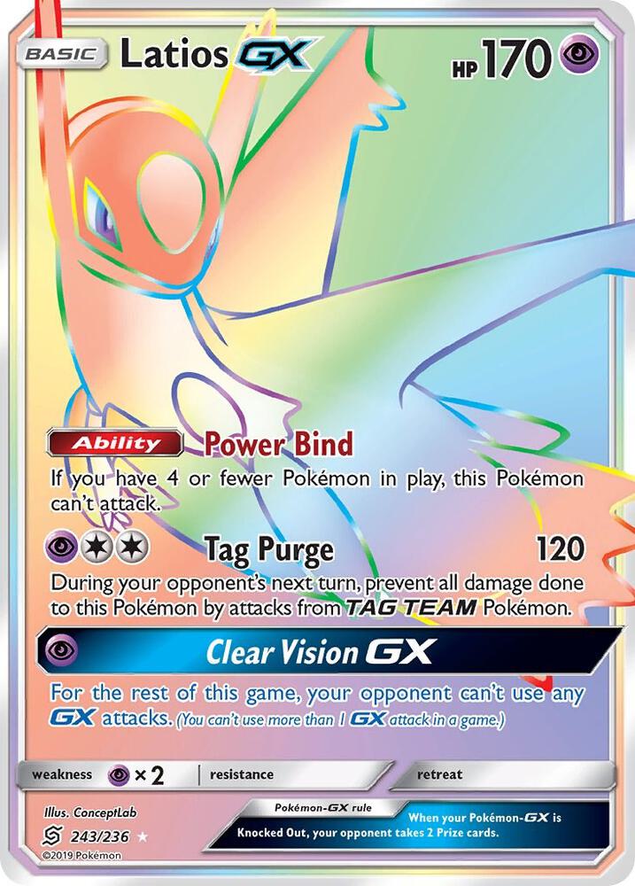Latios GX (Secret) 243/236 card from SM - Unified Minds