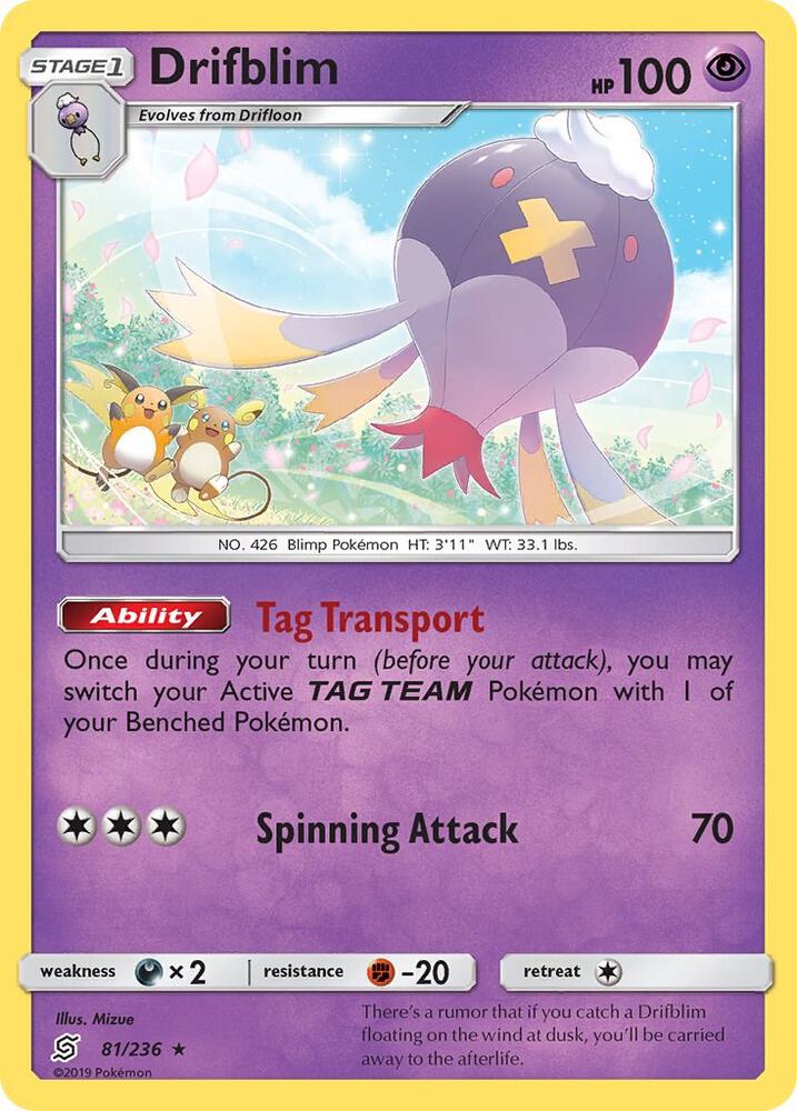 Drifblim 81/236 card from SM - Unified Minds