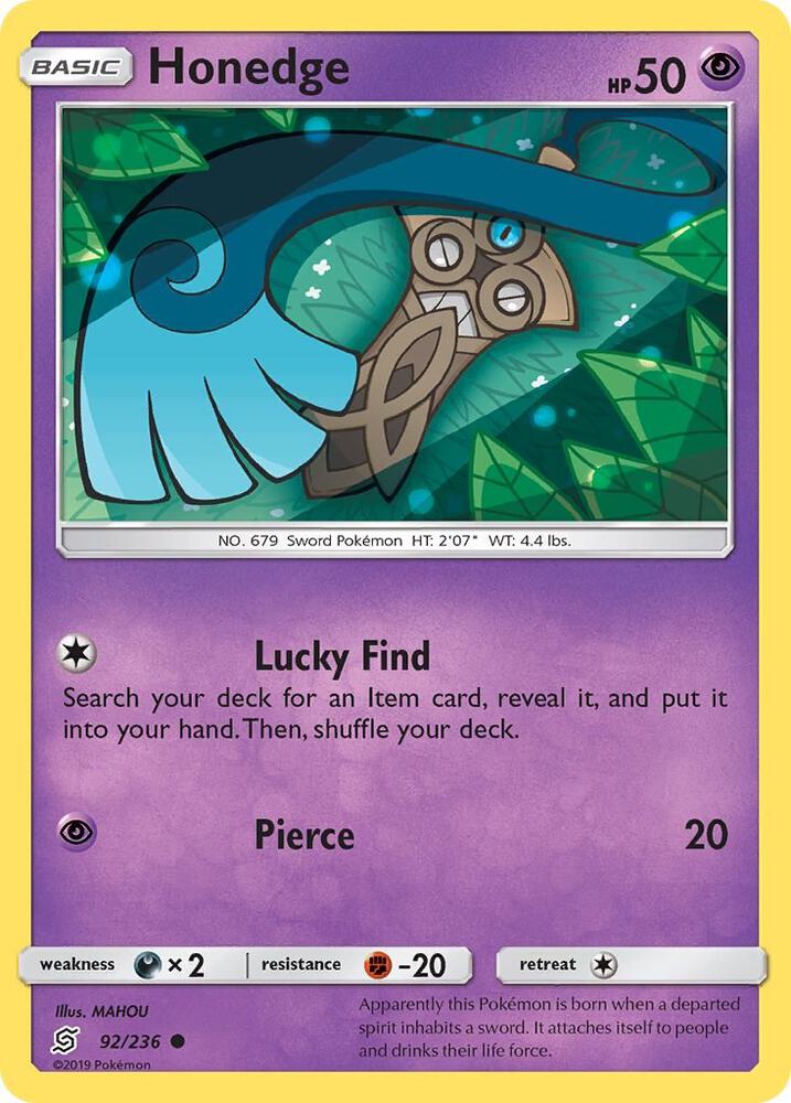 Honedge (92) 92/236 card from SM - Unified Minds