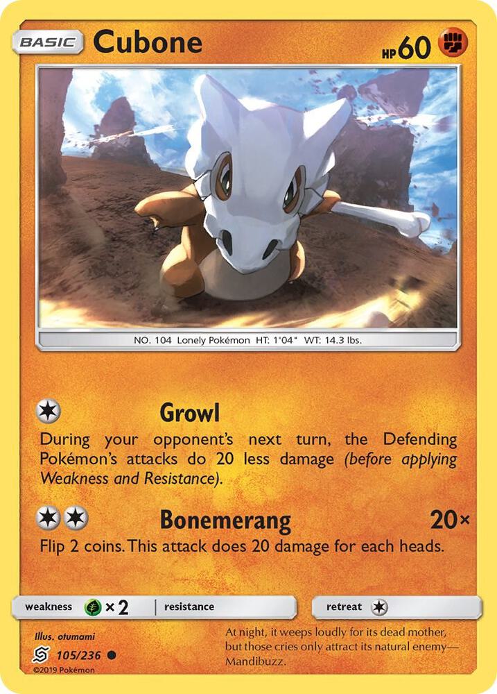Cubone 105/236 card from SM - Unified Minds