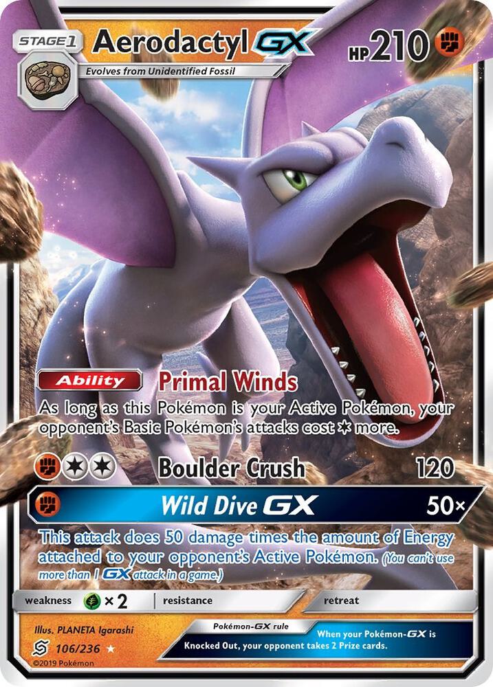 Aerodactyl GX 106/236 card from SM - Unified Minds