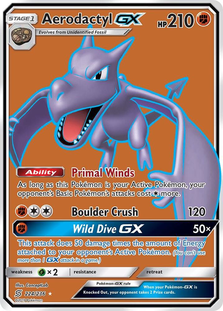 Aerodactyl GX (Full Art) 224/236 card from SM - Unified Minds
