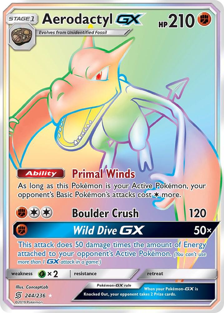 Aerodactyl GX (Secret) 244/236 card from SM - Unified Minds