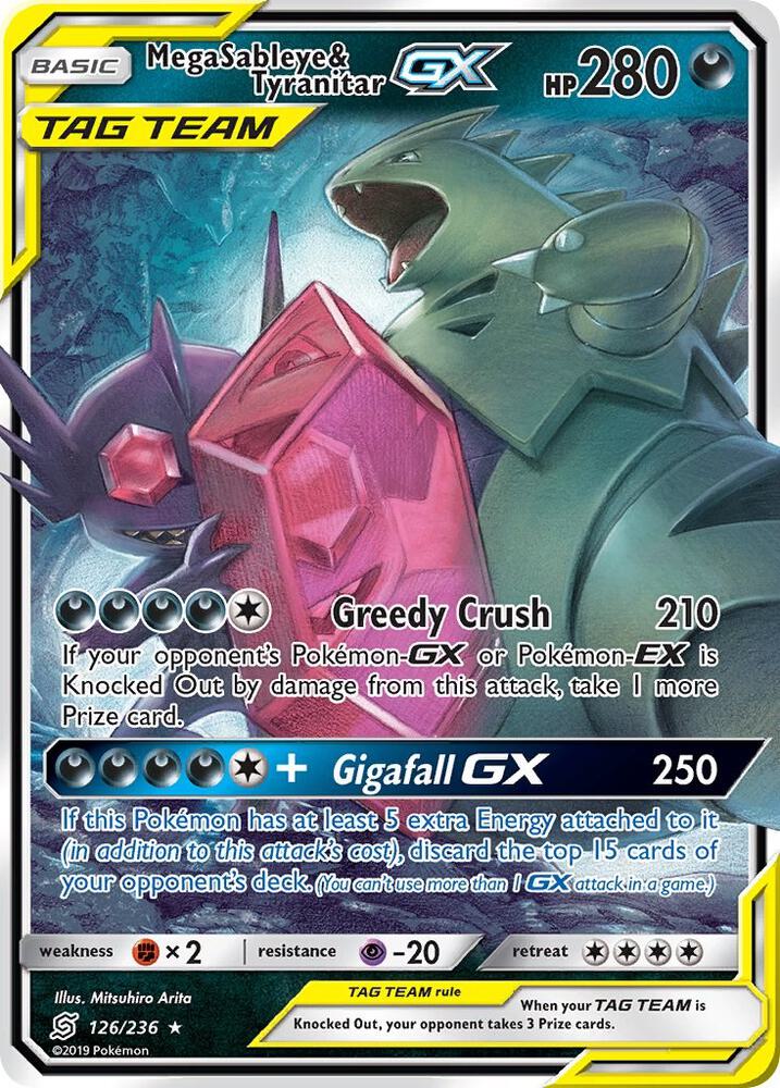 Mega Sableye & Tyranitar GX 126/236 card from SM - Unified Minds