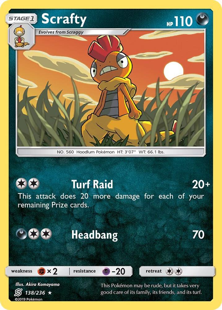 Scrafty 138/236 card from SM - Unified Minds