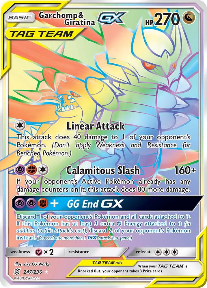 Garchomp & Giratina GX (Secret) 247/236 card from SM - Unified Minds