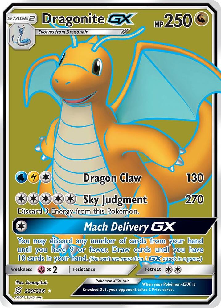 Dragonite GX (Full Art) 229/236 card from SM - Unified Minds