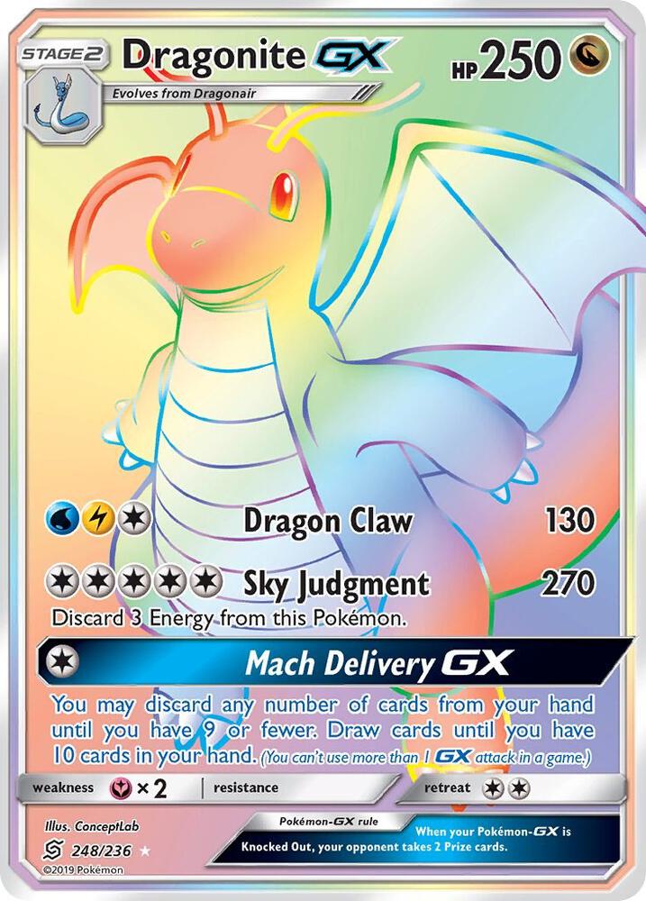 Dragonite GX (Secret) 248/236 card from SM - Unified Minds