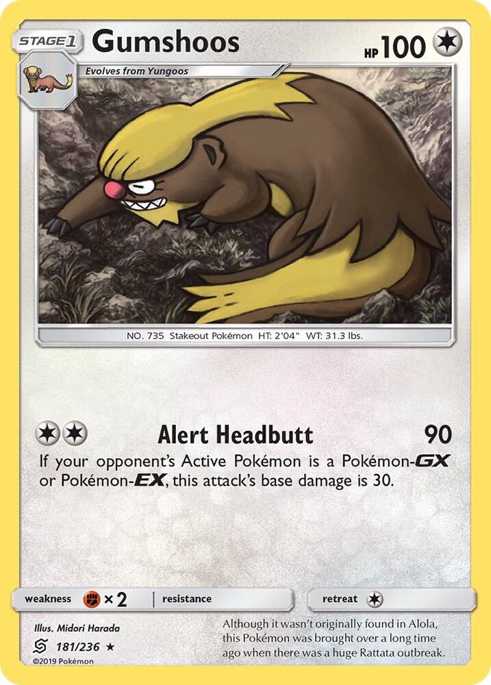 Gumshoos 181/236 card from SM - Unified Minds