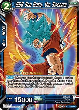 SSB Son Goku, the Sweeper BT7-027_PR card from Assault of the Saiyans Pre-Release Cards