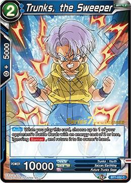 Trunks, the Sweeper BT7-032_PR card from Assault of the Saiyans Pre-Release Cards
