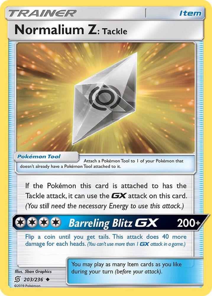 Normalium Z: Tackle 203/236 card from SM - Unified Minds