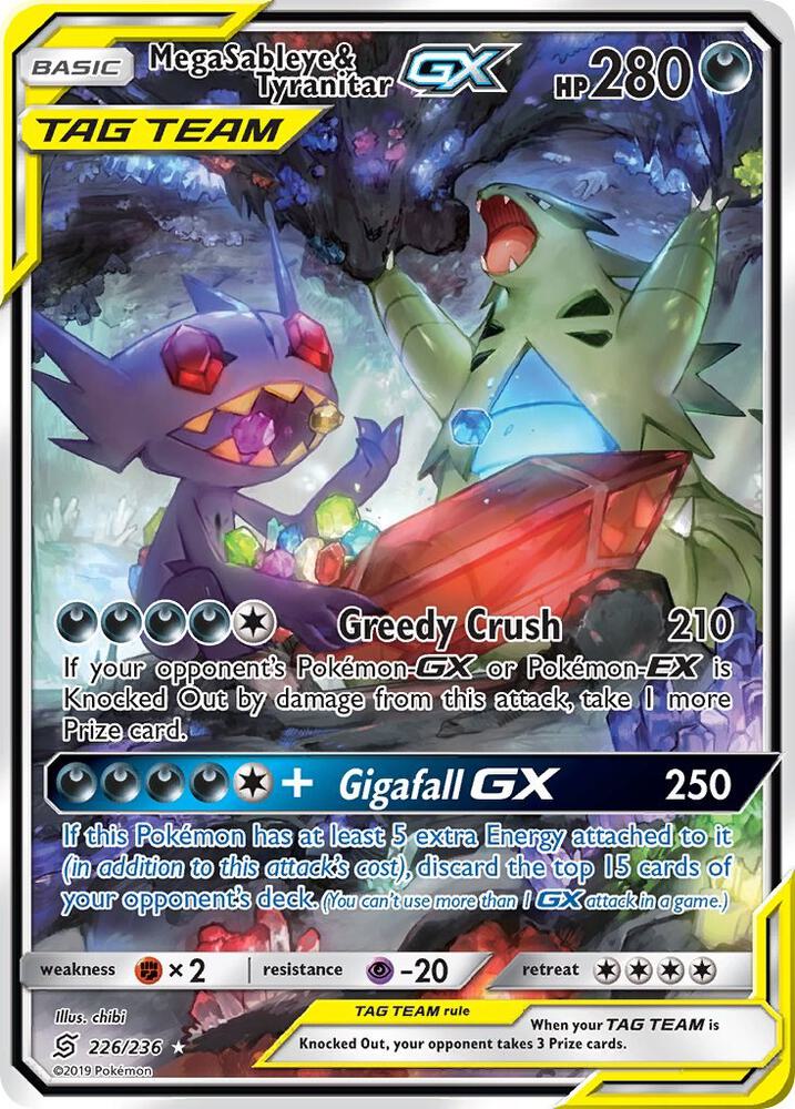 Mega Sableye & Tyranitar GX (Alternate Full Art) 226/236 card from SM - Unified Minds