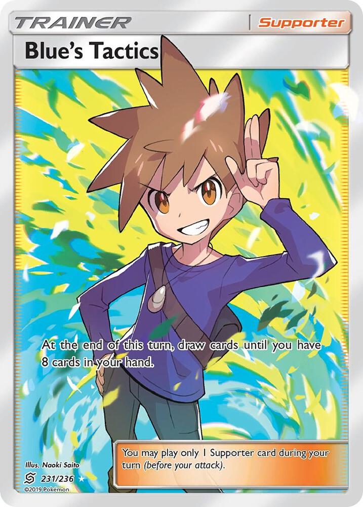 Blue's Tactics (Full Art) 231/236 card from SM - Unified Minds