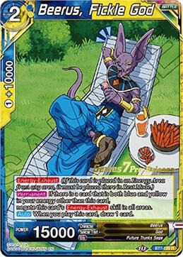 Beerus, Fickle God BT7-120_PR card from Assault of the Saiyans Pre-Release Cards