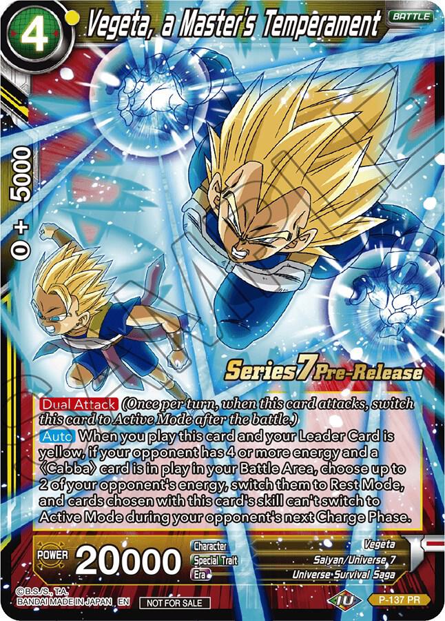 Vegeta, a Master's Temperament (Alt Art) P-137 card from Promotion Cards