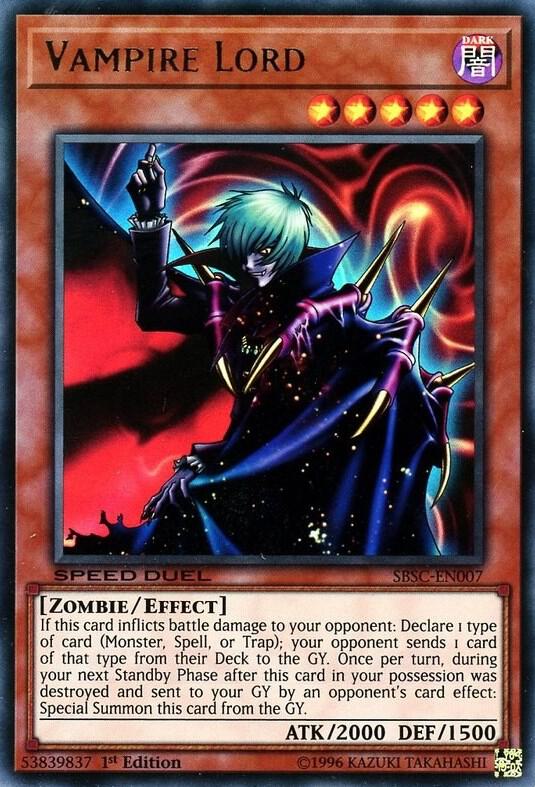 Vampire Lord SBSC-EN007 card from Speed Duel: Scars of Battle