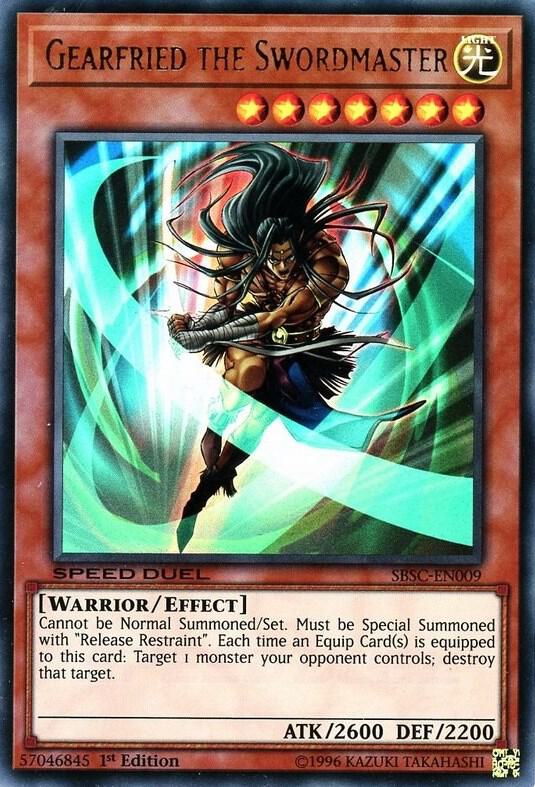 Gearfried the Swordmaster SBSC-EN009 card from Speed Duel: Scars of Battle